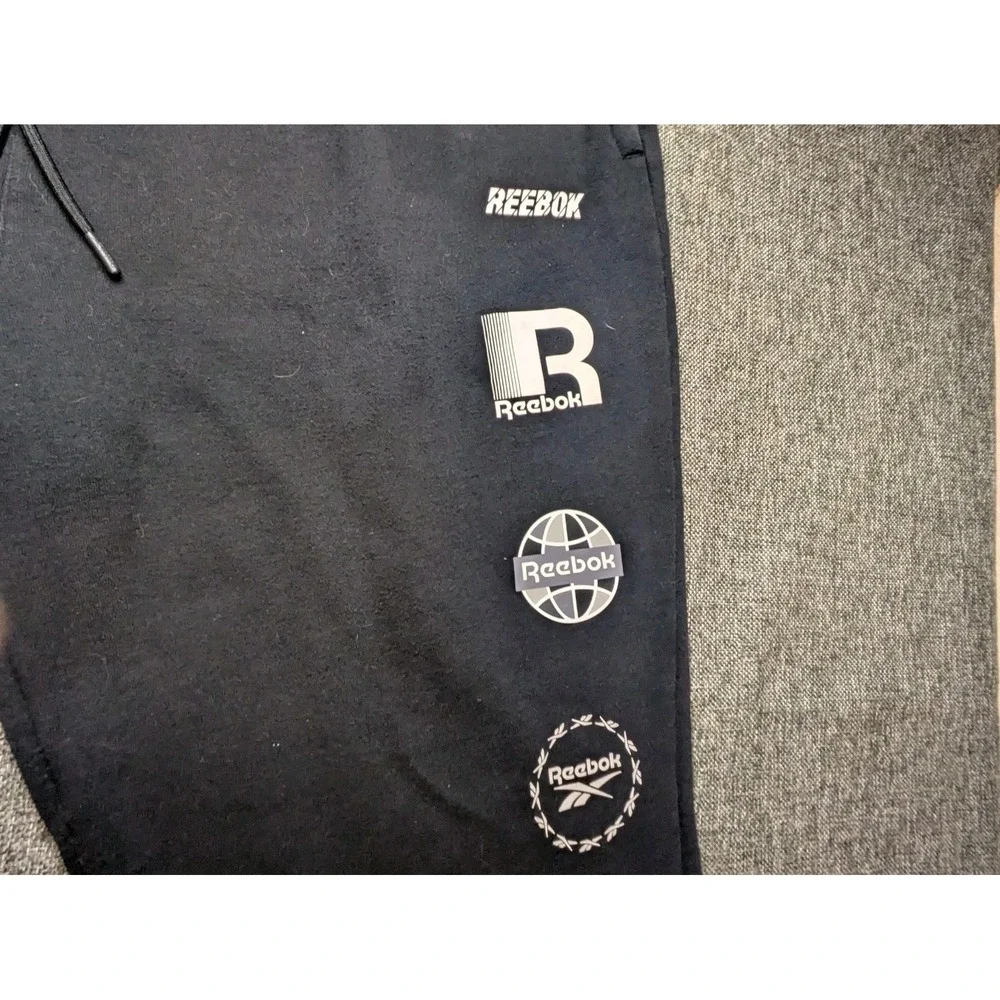 Reebok Men's Sweatpants XL Black Y2K Throwback Logo's Athletic Joggers Pants